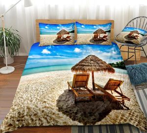Bedding Sets Beach Set Ocean Duvet Capa tropical Palm Tree Bed Lnonn Holiday temas Dispaded Home Textile Microfiber Camas