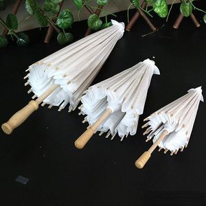 High-End Bridal Wedding Parasols White Paper Paraply Chinese Mini Ccraft 4 Diameter 20 30 40 60 cm paraplyer grossist