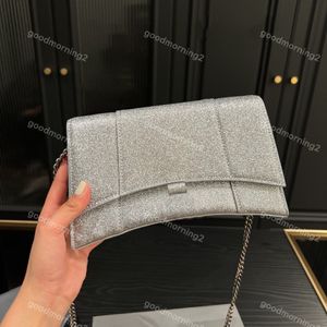 Women's wallets chain crossbody messenger bag WOC style detachable Clutch bags handbag silver glitter fabric cover type phone zero purse two styles can be selected