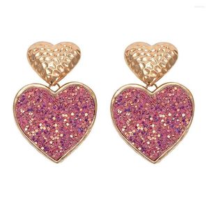 Dangle Earrings Dainty Heart Shaped Love Hammered Alloy Metal Jewelry For Girls