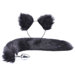 Other Massage Items 2Pcs Set Fluffy Faux Fur Tail Metal Butt Plug Cute Cat Ears Headband For Role Play Party Costume Prop Adt Toys33 Dhm4Q