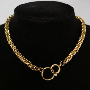 Choker punk hip hop grube krótki łańcuch Naszyjnik złoty kolor stali nierdzewnej Chokers Kllar Women Neck Biżuteria