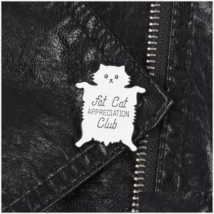 Alfinetes broches gato branco animal fofo pequeno engraçado esmalte para mulheres camisa demin decoração broche broche metal kawaii distintivo joias da moda dro dhh1i