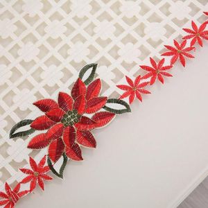 テーブルクロスクリスマステーブルクロスビンテージ刺繍フローラルレースダイニングランナー再利用可能なステイン抵抗性洗えるラウンド