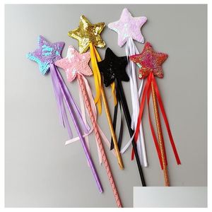 Supplimentos de brinquedos de Natal Princesa Fairy Wand Ribbon lantejas estrelas elf baton anjo magia stick halloween festas de festa decorações 13 dholc