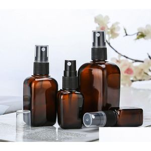 Bottiglie di profumo 10 ml 100 ml quadrato mini per bottiglia spray contenitore cosmetico da viaggio diviso in vetro portatile ricaricabile marrone scuro con ca dhgoy