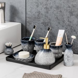 Acessório de banho Conjunto de banheiro de cinco peças Luz de luxo de lavagem de lavagem de enxaguatório bucal de dente japonês El