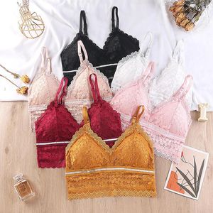 Camisoles & Tanks Fashion Women's Sleeveless Floral Lace Bra Padded Tank Womens Cotton Camisole With Shelf White Crop Tops