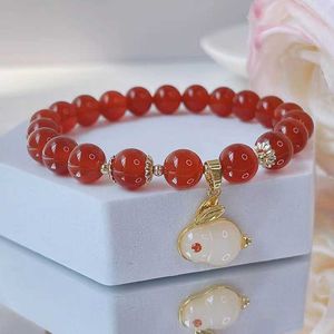 Bracelets Red Natural de Nethong do mesmo tipo, Minoria simples feminina, o ano original Jade Rabbit Agate Bracelet