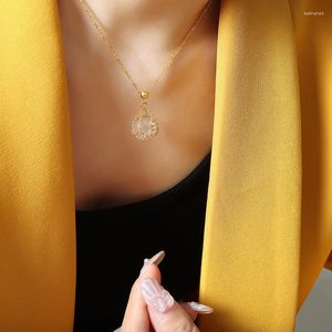 Cadeias coreanas minimalistas transparentes flocos de neve colar de pingente de vidro de vidro para mulheres aço inoxidável 18k jóias banhadas a ouro