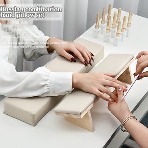 Nail Art Equipment ANGNYA Solid Wood Beveled Nail Art Hand Pillow Set Manicure Table Hand Cushion Pillow Holder Arm Rests Nail Art Stand 2Pcs Kit 230310
