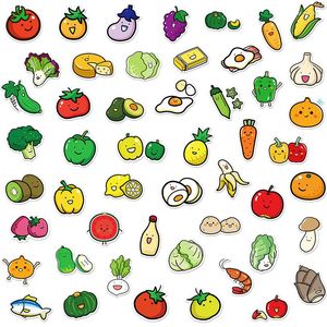 Confezione regalo 50 pezzi adesivi per frutta e verdura Kawaii impermeabili per bottiglie d'acqua Laptop Bagagli Frigorifero Stanza Netbook Scrapbook