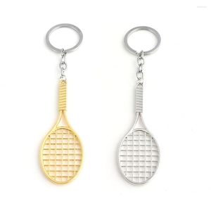 Keychains Cute Sport Tennis Racket Pendant Keychain Fitness Keyring Metal Golden Silver Color Key Chain Ring Jewellery Accessories Gift