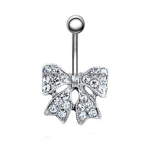 Pulsini a campana dell'ombelico D0028 Bowknot Clear Belly Stud Drop Delivery Gioielli Dhgarden Dhu7J