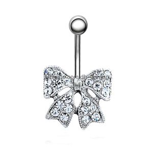 Obigo do botão do umbigo Ringas D0028 Bowknot Clear Belly Drop Drop Drop Jewelry Body Dhgarden dhu7j