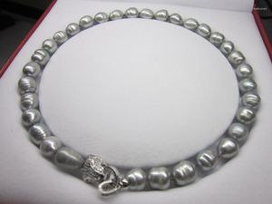Chains 11-13MM NATURAL SOUTH SEA BAROQUE GRAY PEARL NECKLACE 18"36"Leopard Clasp