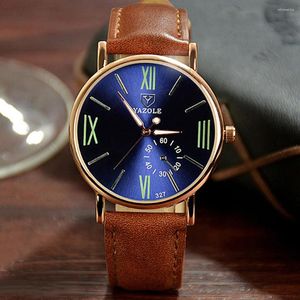 Wristwatches YAZOLE Casual Blu-ray Metal Wristwatch Fashion Women Men Watches Brown Leather Female Clock Holiday Gift Hodinky Montre Homme