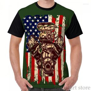 メンズTシャツヴィンテージアメリカンマッスルカーエンジングラフィックTシャツメンズシャツの面白いプリント女性半袖トップスティー