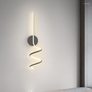 Wall Lamps Creative LED Lamp Modern Simple Bedroom Bedside Nordic Aisle Black Decorate Background Art Design Indoor Light