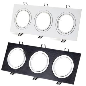 Three-head Lighting Accessories Holder MR16 Lights Holder GU10 Spot Light Cup Holder led Light Cups Face Ring Embedded lamp Holder 3-Head Square crestech