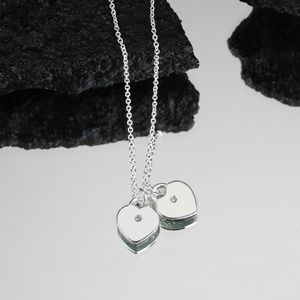 S925 Silver Love Çift Pembe Kalp Tasarımcı Kolye Koutlace Kadınlar için Kızlar Çapraz Bağlantı Zinciri Güz