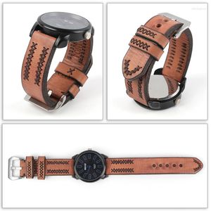 Watch Bands 24 MM Crack Genuine Leather Hand Stitched Soft Strap Retro Man Lady Watchband Wrist Belt Bracelet Quick Release Accessorie