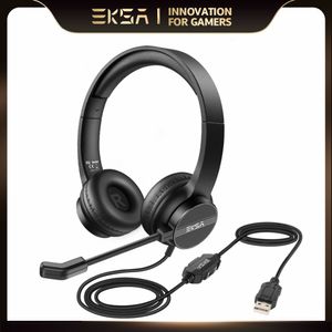 H12E Office Headset On-Ear USB Wired Fones de ouvido com o Microphone Enc Call Center Headset Gamer para PC Laptop Skype