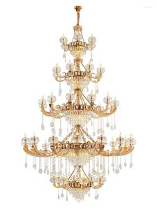 Ljuskronor långa 50 huvuden El Chandelier Crystal Pendant Droplight Living Room Furniture Light enorma salongprojekt LED LUSTRES