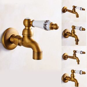 Bathroom Sink Faucets Antique Brass Basin Faucet Kitchen Faucet Garden taps Wall Mounted Lavatory Bathroom Mop Water Tap Washing Machine Faucet 230311