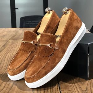 Men S Dress Vulcanize Tassel Mocassin Brown cinza amarelo falsamente camurça para sapatos casuais Tael Moccain Caual Dre Sapato