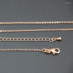 Ketten Kupfer Edelstahl Kette Halskette für Frauen 1mm Roségold-Farbe Link Runde Halsreifen Geschenke Schmuck 20 Zoll B3380