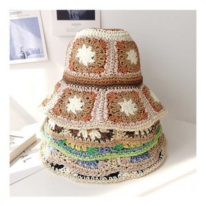 HBP Summer Wide 2022 Nuovo colore Cappelli a paglia all'uncinetto per donne Big Brim Fisherman Caps Seaside Holiday Beh Sun Hat Sombreros de Mujer P230311