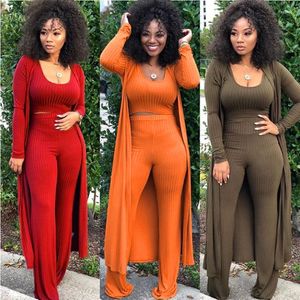 Ethnische Kleidung Stil Afrikanische Frauen Dashiki Mode Hohe Taille Streifen 3 stück Set Größe Winter Herbst Lange Mantel Pullover Hosen sexy