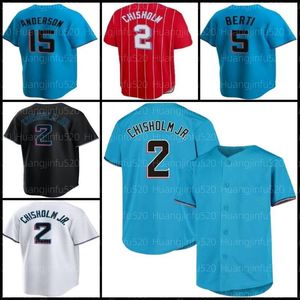 Mężczyźni kobiety młodzież dzieci Chisholm Jr. koszulki baseballowe Brian Anderson Jesus Aguilar Miguel Rojas Isan Sandy Alcantara Jon Berti Cooper Jersey