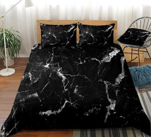 Bedding Sets Marble Set Modern Duvet Cover Black Bed Linen White Texture Bedspread Home Textile Microfiber Beds