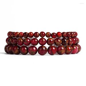 Strand Nature Rose Red Cloisonne Pärlor armband för kvinnor naturliga energi sten reiki yoga armband män mode helande smycken pulsera