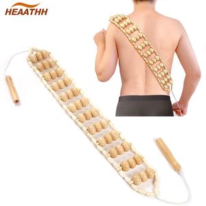 Andra massageföremål Heaathh Wood Back Massage Roller Rope Wood Therapy Cellulite Massage Tools Self Massage Tools for Neck Ben Back Pain Relief 230310