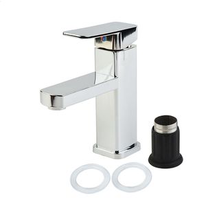 Bathroom Sink Faucets Bathroom Basin Sink Faucets Monobloc Basin Tap Mixer Square Kitchen Bath Modern Single Filler Sink Tap Waterfall Faucet 230311