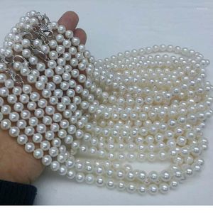 Choker Fotunning 8mm Round White Real Pearl Necklace S925 Silver Clasp