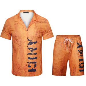 2023デザイナーの男性トラックスーツファッションデザインTシャツパンツ2ピースセットショートシャツショーツスーツ