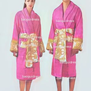 2023 Designers Man Women's Robe Fashion bathrobe Casual Beach clothes Luxurys Letter printing shirt Long sleeve Europe America baroque dress Image printing pink
