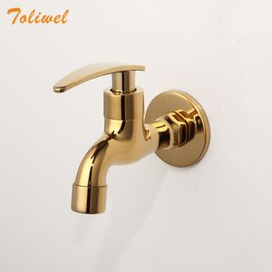 Bathroom Sink Faucets Laundry Bathroom Wetroom Faucet Wall Mount Cold Water Faucet Sink Tap Spigot Bibcocks Water tap Gold Color 230311