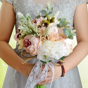 Свадебные цветы Пография Поставляется на открытом воздухе свадебный букет из искусственного цветочного шелкового пиона