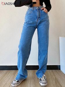 Kvinnors jeans kvinnors byxor raka ben jeans kvinnor hög midja smal lös höst vinter byxor avslappnad tvättade mamma modebyxor 230311