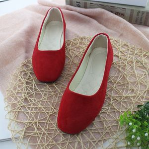 2023 New Fashion Square Slippers Head Single Shoes comfort Flat Women's Suede Shallow Mouth Single Shoes Women's Shoes 05