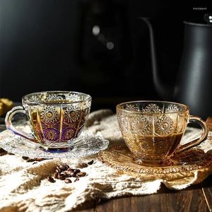 Vinglasglas av glas kaffekoppfat set europeiska kreativa hushålls transparent enskikt te-drickskit köksredskap