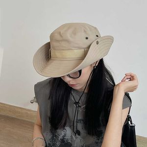 HBP Cowboy Wide Brim Hats Fashion With String Men Denim Beh Sun For Women Outdoor vandring Par Spring Summer Bucket Hat P230311