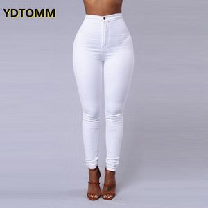 Women's Jeans Solid Color Skinny Jeans Woman White Black High Waist Render Jeans Vintage Sexy Long Pants Femme Casual Pencil Pants Denim Jeans 230311