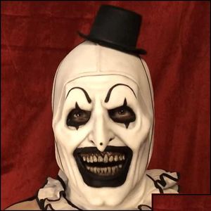 Parti Dekorasyonu Joker Lateks Maske Terrier Sanat Palyaço Cosplay Maskeleri Korku Fl Yüz Kask Cadılar Bayramı Kostümleri Aksesuar Zlnewhome Dhawx