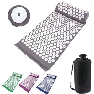 Rückenmassagegerät, Massagekissen, Massage, Yoga-Matte, Akupressur, lindert Schmerzen, Stress, Rückenschmerzen, Körperschmerzen, Spike-Matte, Akupunkturmatte und Kissen-Set 230310